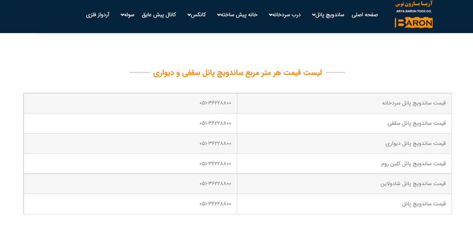 لیست قیمت هر متر مربع ساندویچ پانل سقفی و دیواری